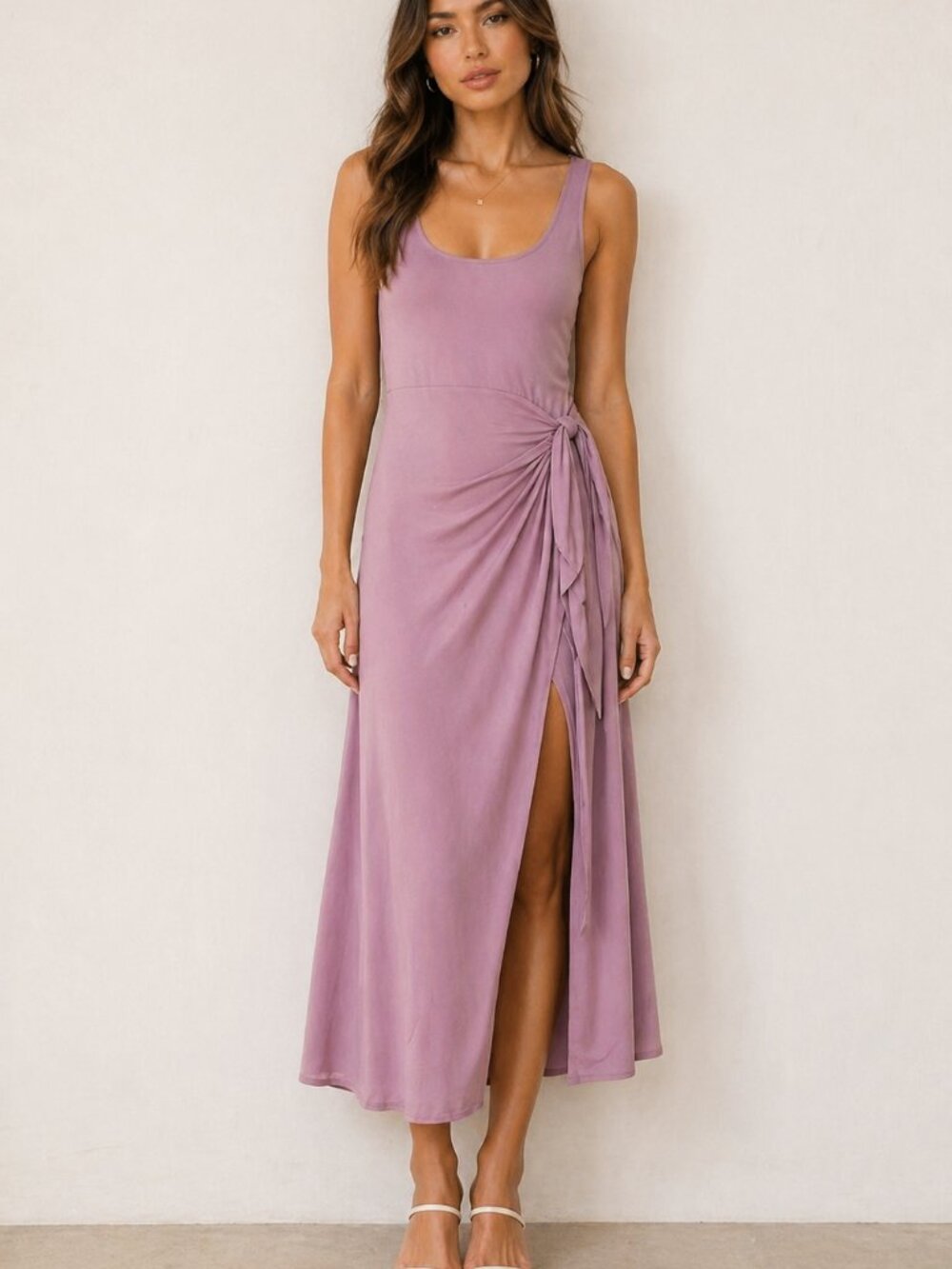 Wilfred Free Aritzia XXS Pink Wrap Midi Dress Tie Waist Sleeveless